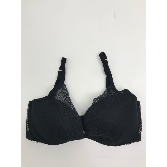 Incredible By Victoria's Secret Plunge Lace Mesh Lightly Lined Bra Black 34DDD - Picture 1 of 4
